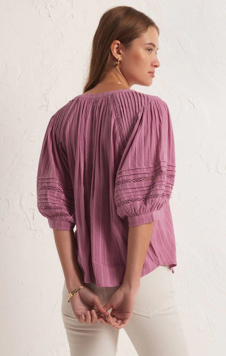 The Elliot Lace Inset Top- ORCHID