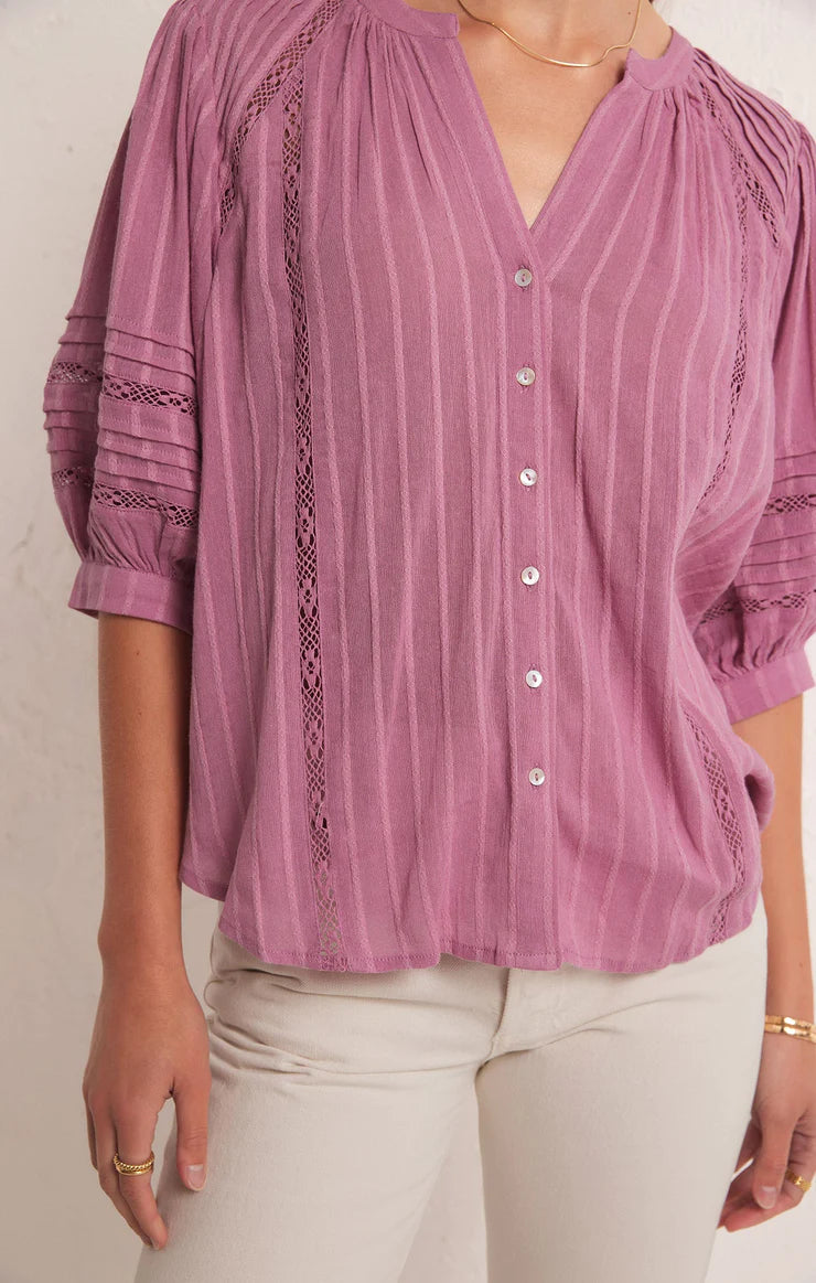 The Elliot Lace Inset Top- ORCHID